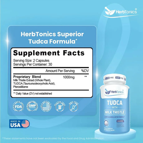 HERBTONICS - Herbtonics TUDCA & Milk Thistle 1000Mg. 60 Capsulas - The Red Vitamin MX - Suplementos Alimenticios - {{ shop.shopifyCountryName }}