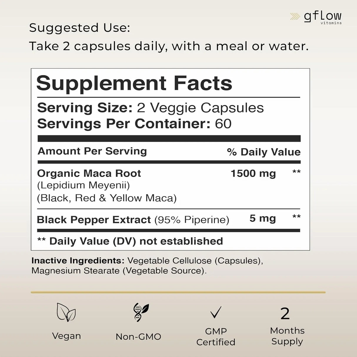 GFLOW - Gflow Vitamins Organic Maca Root 1500Mg. 120 Capsulas - The Red Vitamin MX - Suplementos Alimenticios - {{ shop.shopifyCountryName }}