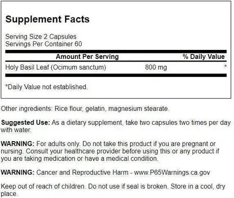 SWANSON - Swanson Holy Basil Leaf 400Mg. 120 Capsulas - The Red Vitamin MX - Suplementos Alimenticios - {{ shop.shopifyCountryName }}