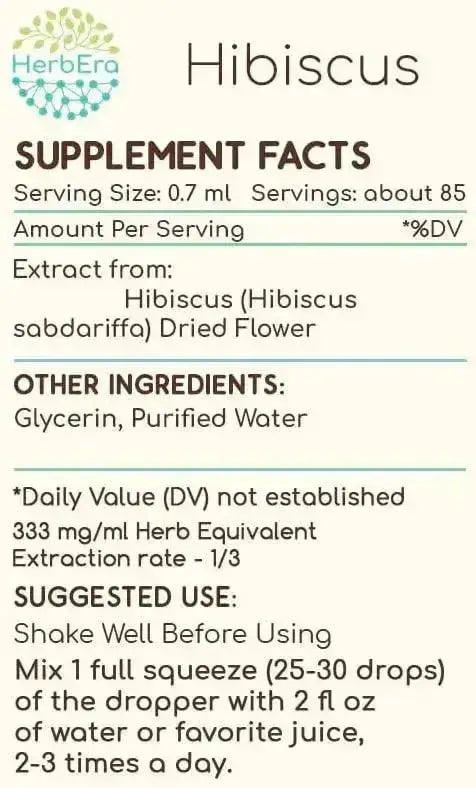 HERBERA - HerbEra Hibiscus B60 Alcohol-Free Herbal Extract Tincture 2 Fl.Oz. - The Red Vitamin MX - Suplementos Alimenticios - {{ shop.shopifyCountryName }}