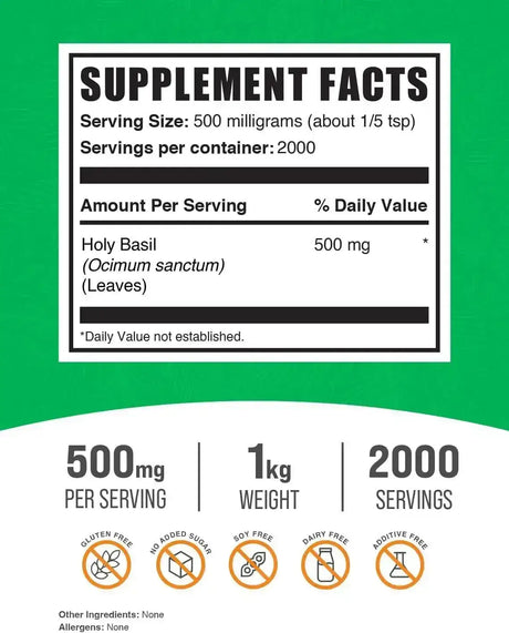 BULK SUPPLEMENTS - Bulk Supplements Holy Basil Powder 1 Kg. - The Red Vitamin MX - Suplementos Alimenticios - {{ shop.shopifyCountryName }}