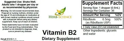 HERB SCIENCE - Herb-Science Vitamin B2 Drops Liquid Extract 1 Fl.Oz. - The Red Vitamin MX - Suplementos Alimenticios - {{ shop.shopifyCountryName }}