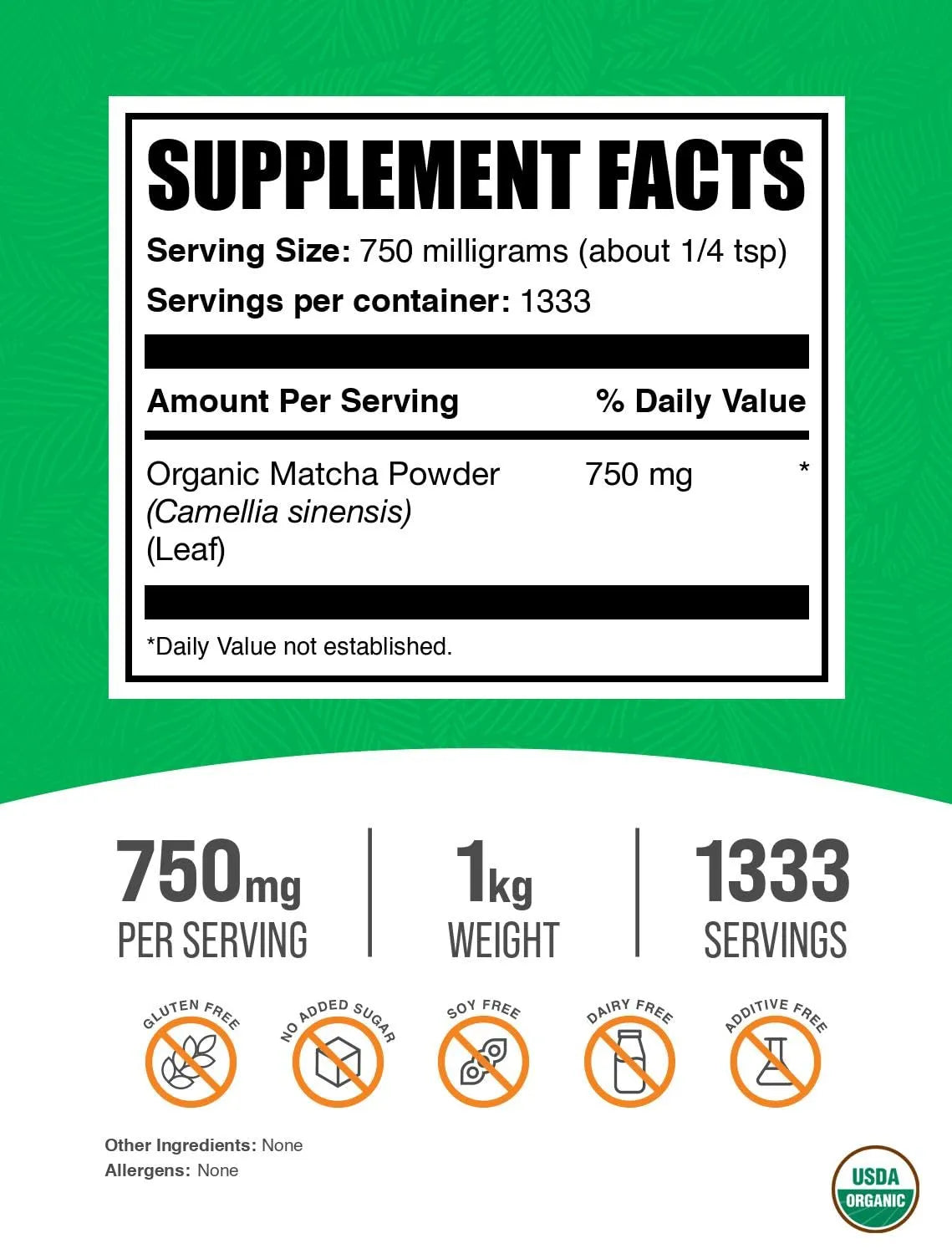 BULK SUPPLEMENTS - Bulk Supplements Organic Matcha Powder 1 Kg. - The Red Vitamin MX - Suplementos Alimenticios - {{ shop.shopifyCountryName }}