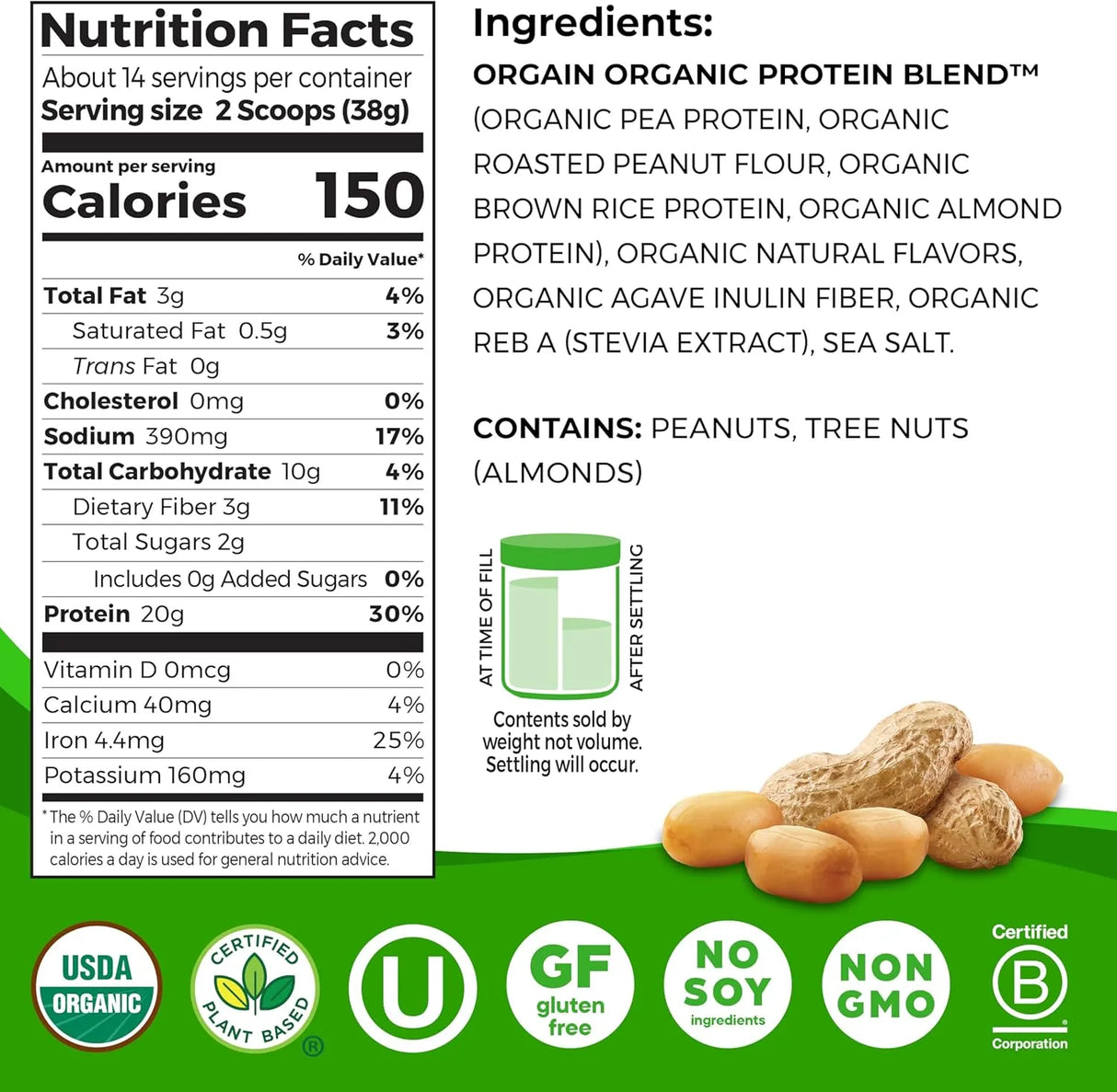 ORGAIN - Orgain X Justin's Organic Vegan Nut Butter Protein Powder Peanut Butter 1.17 Lb. - The Red Vitamin MX - Suplementos Alimenticios - {{ shop.shopifyCountryName }}