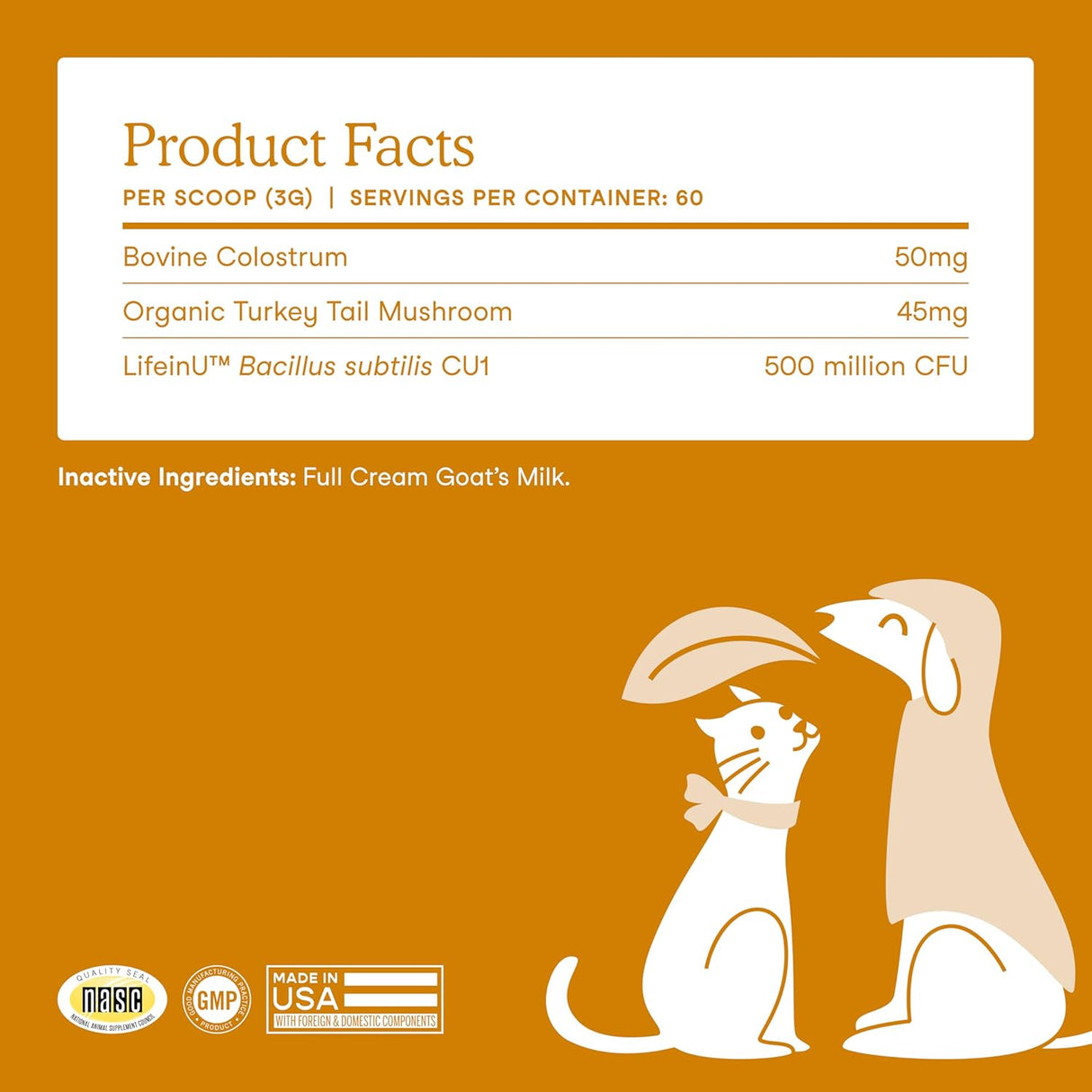 Fera Pet Organics Immune Goat Milk Cat & Dog 60 Servicios 180Gr.