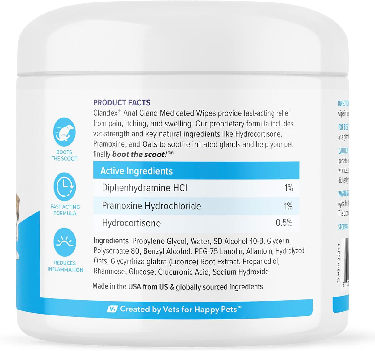 Vetnique Glandex Medicated Dog Butt Wipes 50 Toallitas