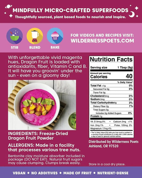 WILDERNESS POETS - Wilderness Poets, Freeze-Dried Dragon Fruit Powder 907Gr. - The Red Vitamin MX - Suplementos Alimenticios - {{ shop.shopifyCountryName }}