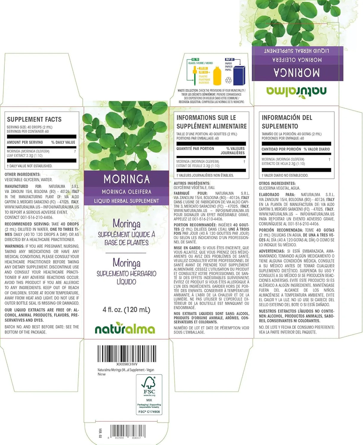 NATURALMA - Naturalma Moringa Leaf Alcohol-Free Tincture 4 Fl.Oz. - The Red Vitamin MX - Suplementos Alimenticios - {{ shop.shopifyCountryName }}