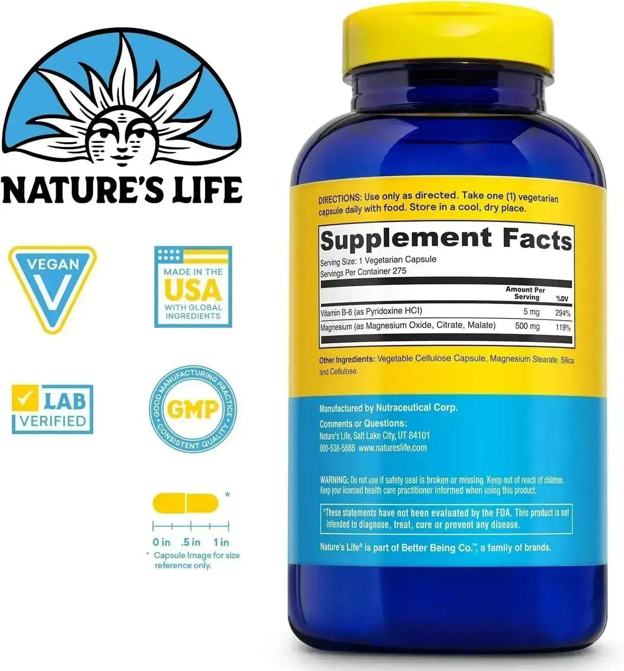 NATURE'S LIFE - Nature’s Life Renewing Magnesium 500Mg. 275 Capsulas - The Red Vitamin MX - Suplementos Alimenticios - {{ shop.shopifyCountryName }}