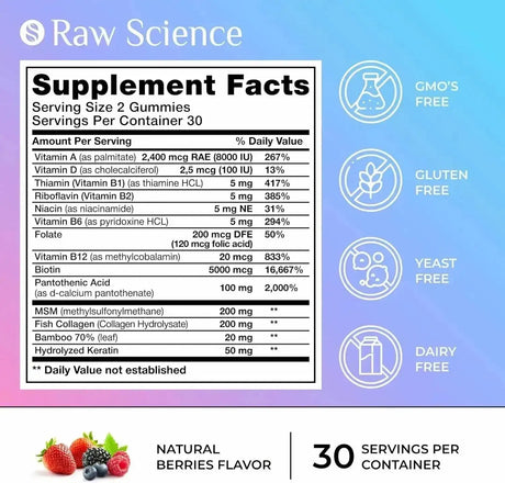 S RAW SCIENCE - S RAW SCIENCE Biotin Collagen Gummies 60 Gomitas - The Red Vitamin MX - Suplementos Alimenticios - {{ shop.shopifyCountryName }}