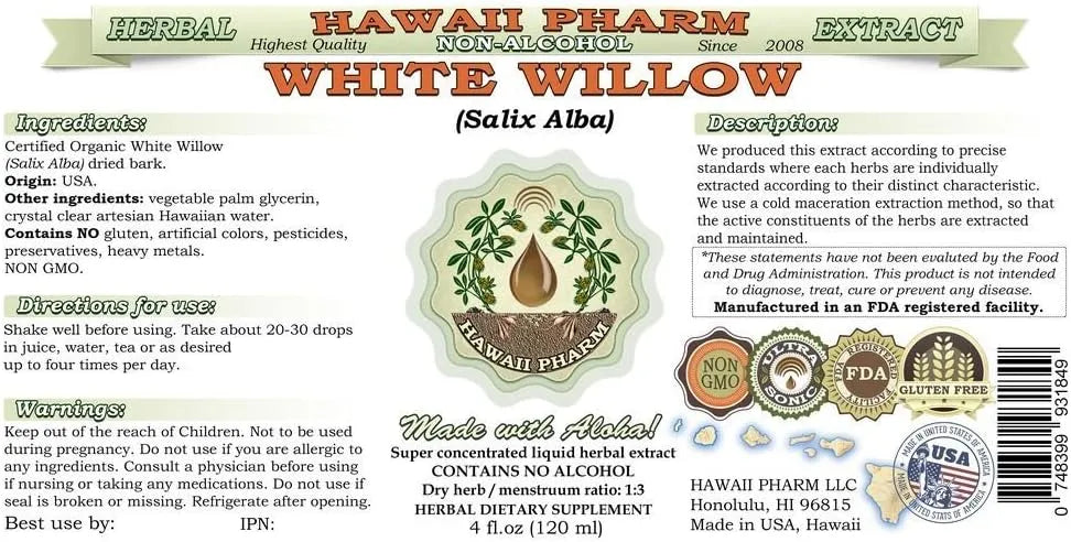 HAWAIIPHARM - Hawaii Pharm White Willow Alcohol-Free Liquid Extract 2 Fl.Oz. 2 Pack - The Red Vitamin MX - Suplementos Alimenticios - {{ shop.shopifyCountryName }}