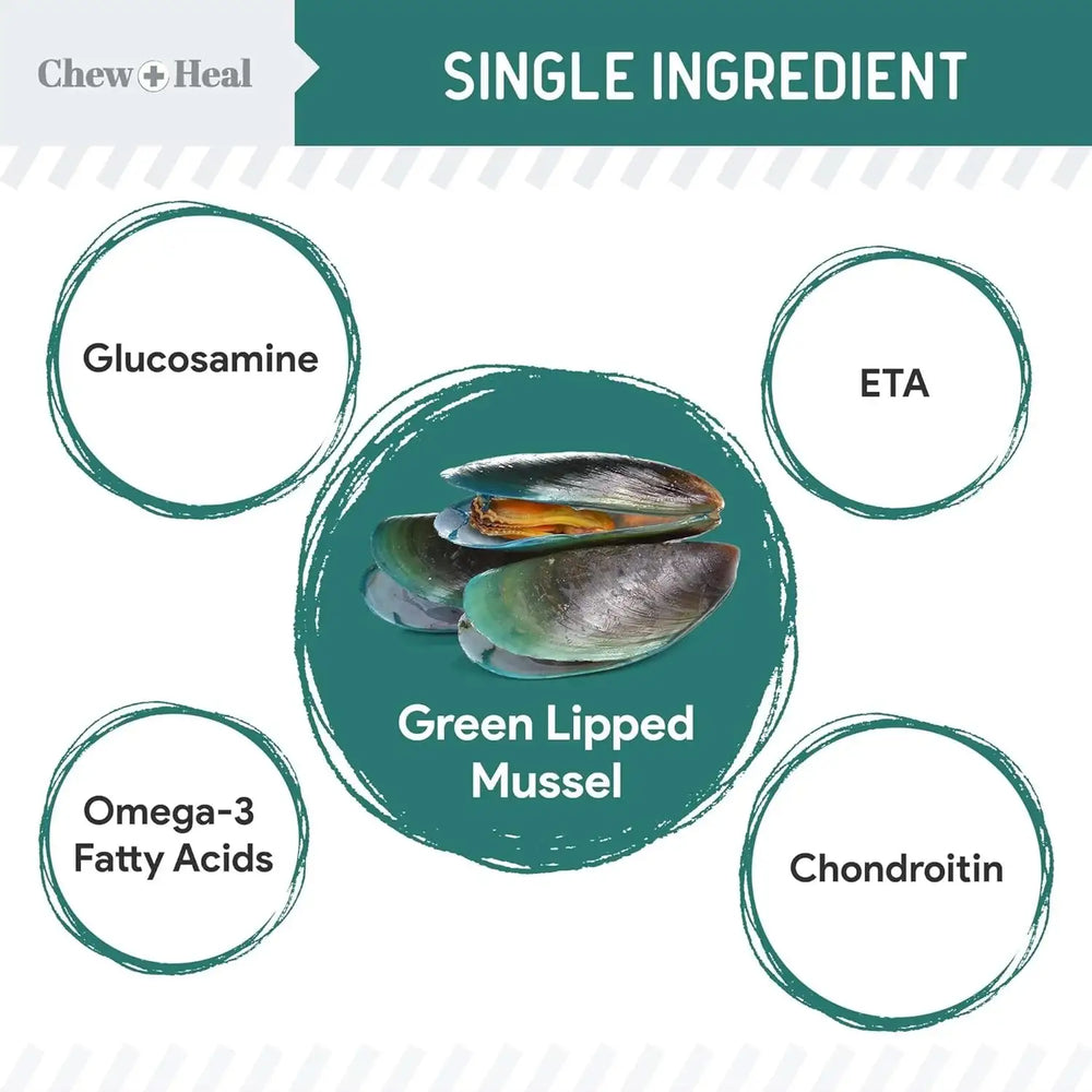 CHEW + HEAL - Chew + Heal Labs Green Lipped Mussel for Dogs 6 Oz. - The Red Vitamin MX - Cuidado De Cadera Y Articulaciones Para Perros - {{ shop.shopifyCountryName }}