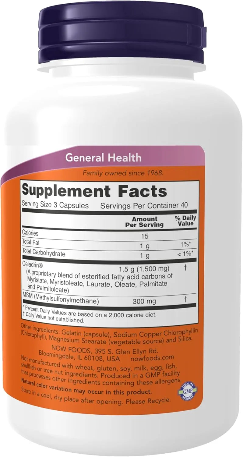 NOW SUPPLEMENTS - NOW Foods Supplements Celadrin & MSM 500Mg. 120 Capsulas - The Red Vitamin MX - Suplementos Alimenticios - {{ shop.shopifyCountryName }}