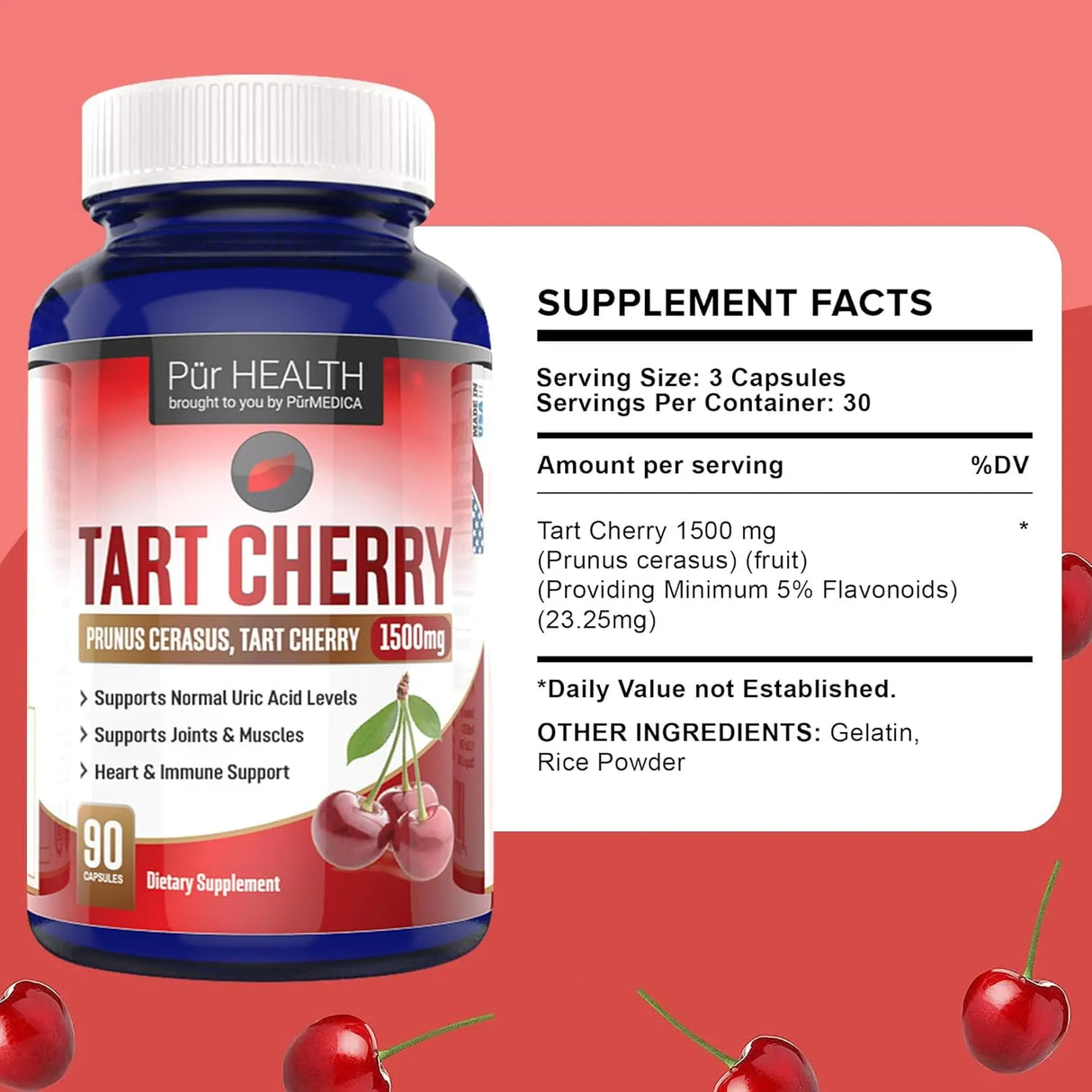 PUR HEALTH - Pur Health Tart Cherry 1500Mg. 90 Capsulas - The Red Vitamin MX - Suplementos Alimenticios - {{ shop.shopifyCountryName }}
