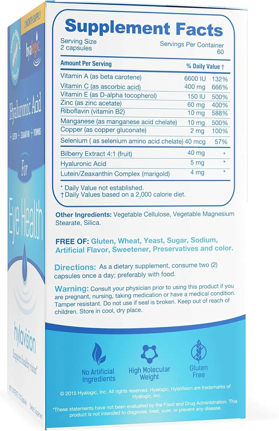 HYLAVISION - HylaVision Eye Health Hyaluronic Acid, Lutein and Zeaxanthin 120 Capsulas - The Red Vitamin MX - Suplementos Alimenticios - {{ shop.shopifyCountryName }}