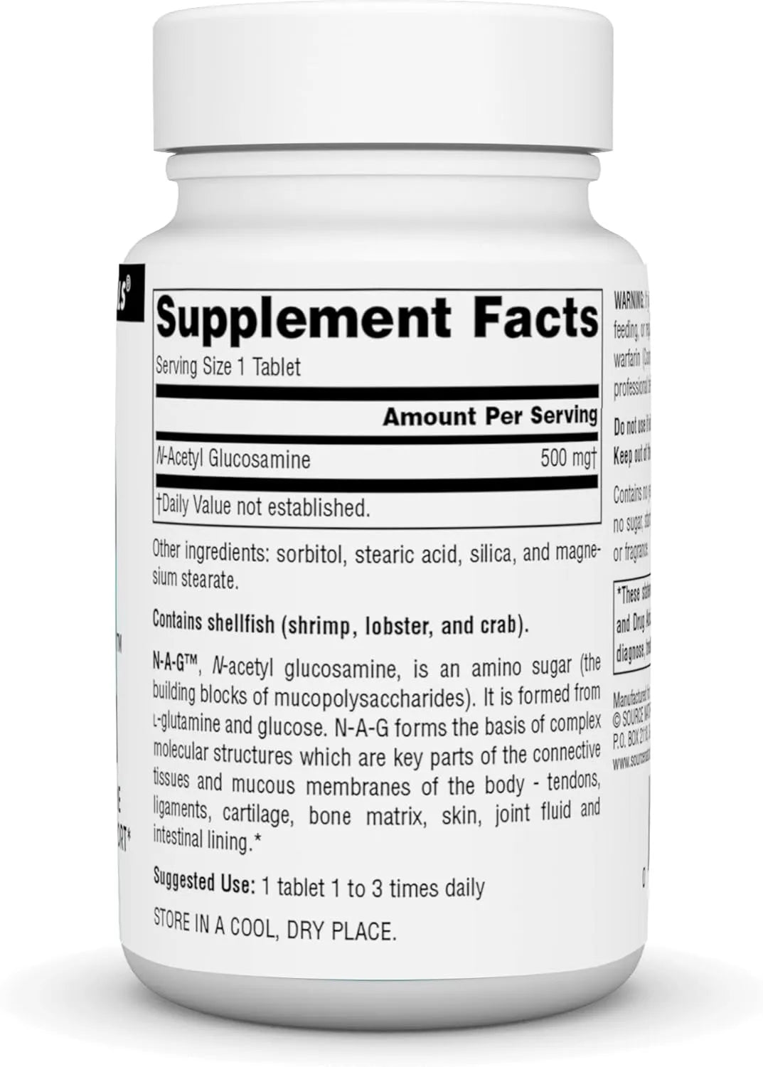 SOURCE NATURALS - Source Naturals N-A-G N-Acetyl Glucosamine 500Mg. 60 Tabletas - The Red Vitamin MX - Suplementos Alimenticios - {{ shop.shopifyCountryName }}