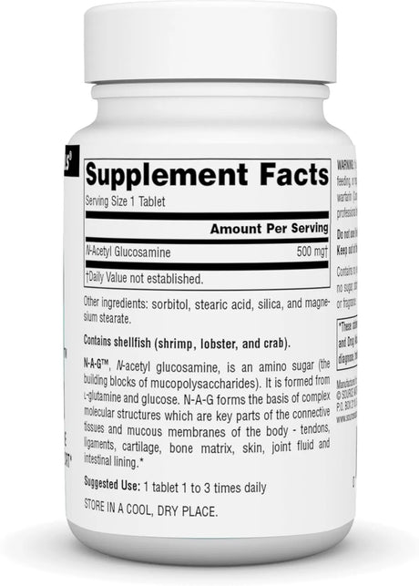 SOURCE NATURALS - Source Naturals N-A-G N-Acetyl Glucosamine 500Mg. 60 Tabletas - The Red Vitamin MX - Suplementos Alimenticios - {{ shop.shopifyCountryName }}