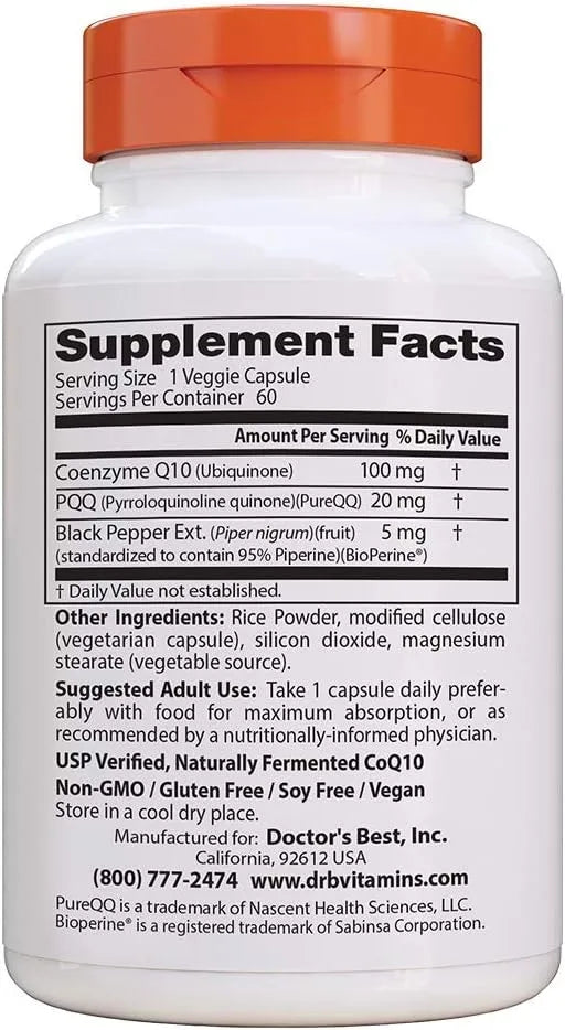 DOCTOR'S BEST - Doctor's Best High Absorption CoQ10 Plus PQQ 60 Capsulas - The Red Vitamin MX - Suplementos Alimenticios - {{ shop.shopifyCountryName }}