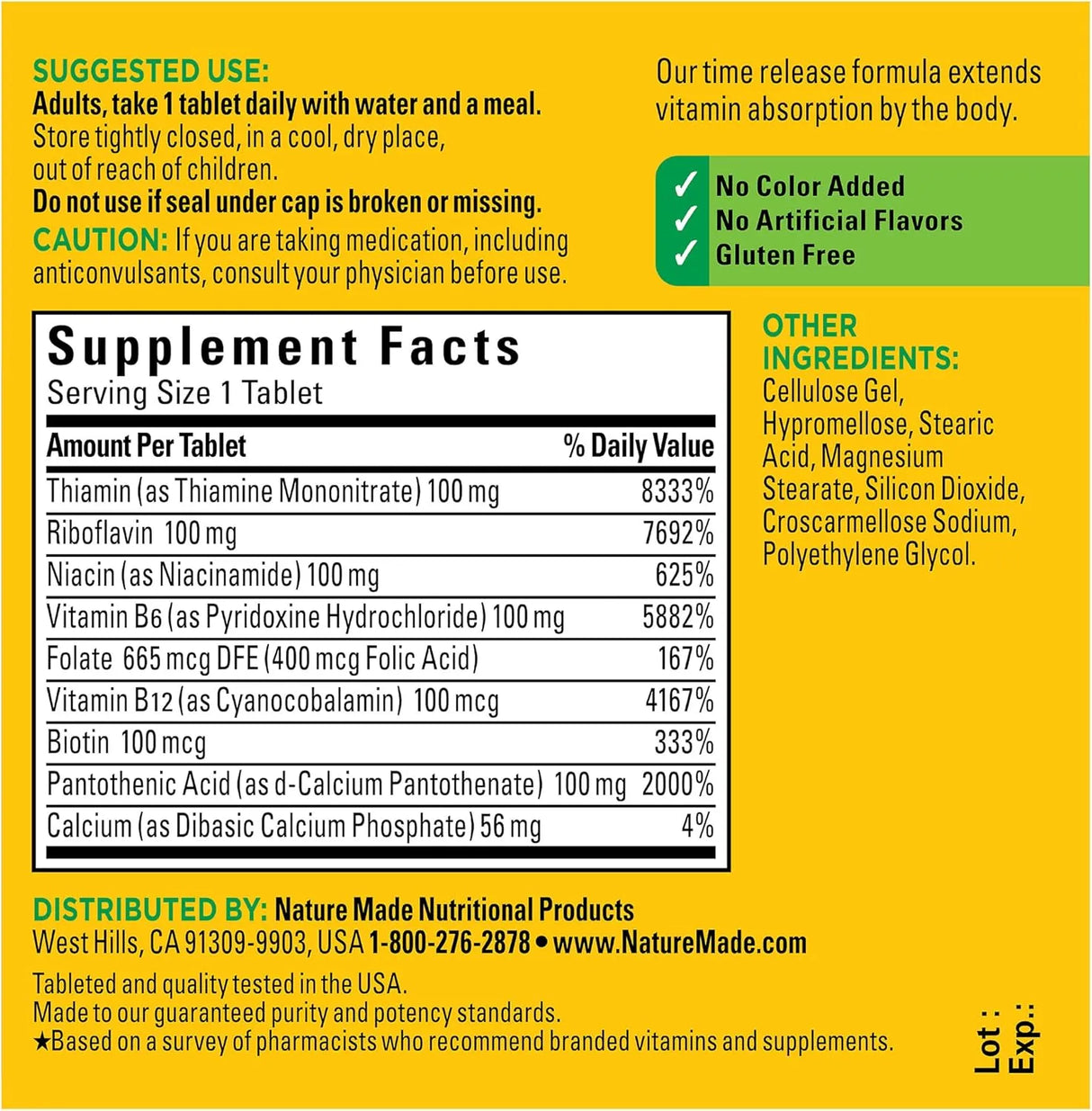 NATURE MADE - Nature Made Time Release Vitamin B-100 60 Tabletas - The Red Vitamin MX - Suplementos Alimenticios - {{ shop.shopifyCountryName }}