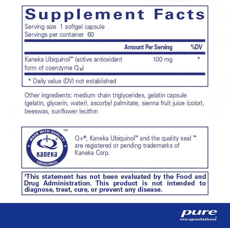 PURE ENCAPSULATIONS - Pure Encapsulations Ubiquinol-QH 100Mg. 60 Capsulas Blandas - The Red Vitamin MX - Suplementos Alimenticios - {{ shop.shopifyCountryName }}