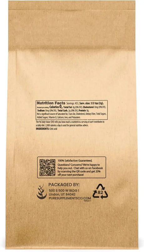 PURE ORIGINAL INGREDIENTS - Pure Original Ingredients Citric Acid 907Gr. - The Red Vitamin MX - Suplementos Alimenticios - {{ shop.shopifyCountryName }}