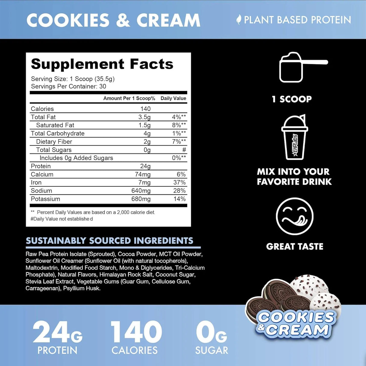 BLESSED - Blessed Vegan Protein Powder 23g of Pea Protein Cookies & Cream 1.06 Kg. - The Red Vitamin MX - Suplementos Alimenticios - {{ shop.shopifyCountryName }}