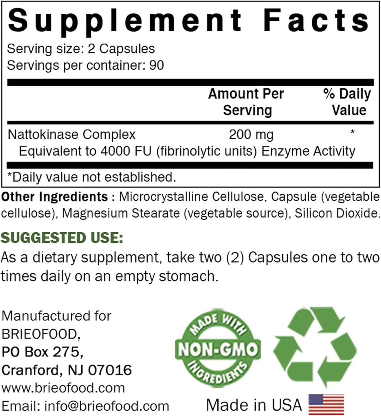 BRIEOFOOD - Brieofood Nattokinase 4000 FU 180 Capsulas - The Red Vitamin MX - Suplementos Alimenticios - {{ shop.shopifyCountryName }}