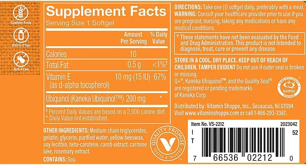 THE VITAMIN SHOPPE - The Vitamin Shoppe Ubiquinol CoQ-10 200Mg. 30 Capsulas Blandas - The Red Vitamin MX - Suplementos Alimenticios - {{ shop.shopifyCountryName }}