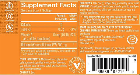 THE VITAMIN SHOPPE - The Vitamin Shoppe Ubiquinol CoQ-10 200Mg. 30 Capsulas Blandas - The Red Vitamin MX - Suplementos Alimenticios - {{ shop.shopifyCountryName }}