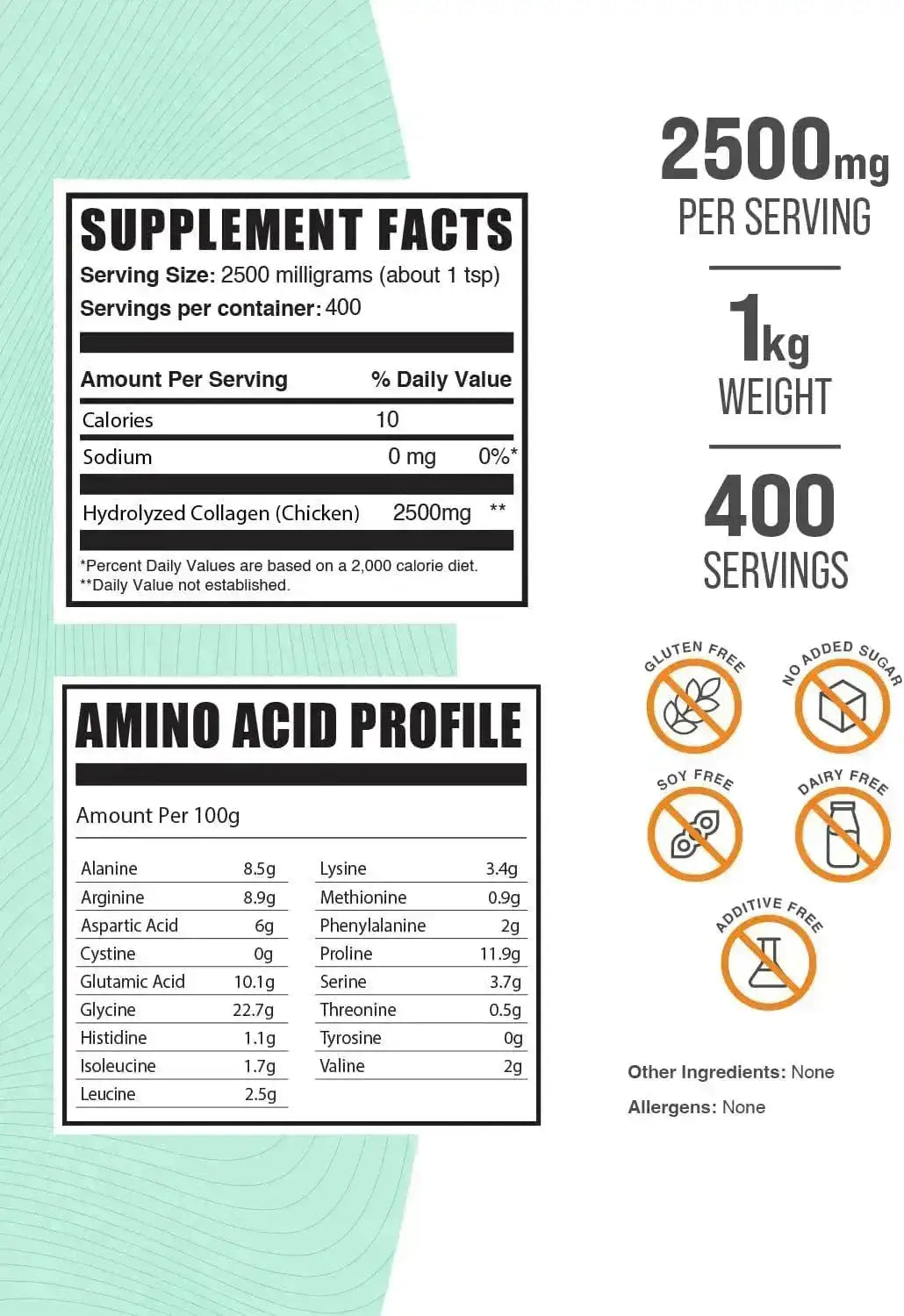 BULK SUPPLEMENTS - Bulk Supplements Chicken Collagen Powder 1 Kg. - The Red Vitamin MX - Suplementos Alimenticios - {{ shop.shopifyCountryName }}