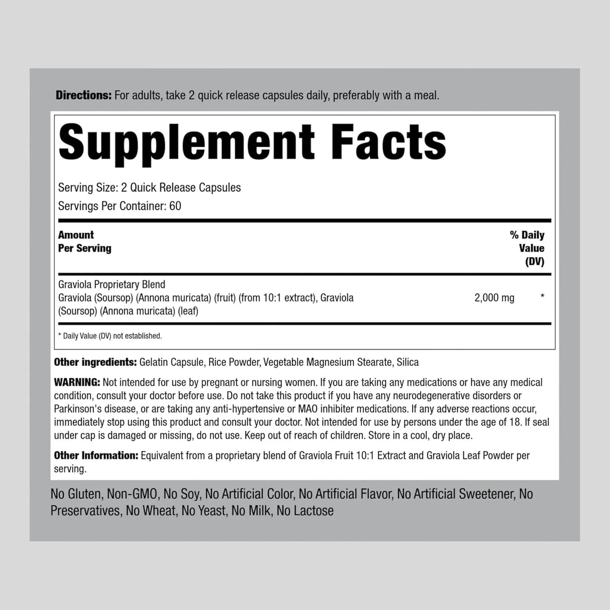 PIPING ROCK - Piping Rock Graviola Soursop 2000Mg. 120 Capsulas - The Red Vitamin MX - Suplementos Alimenticios - {{ shop.shopifyCountryName }}