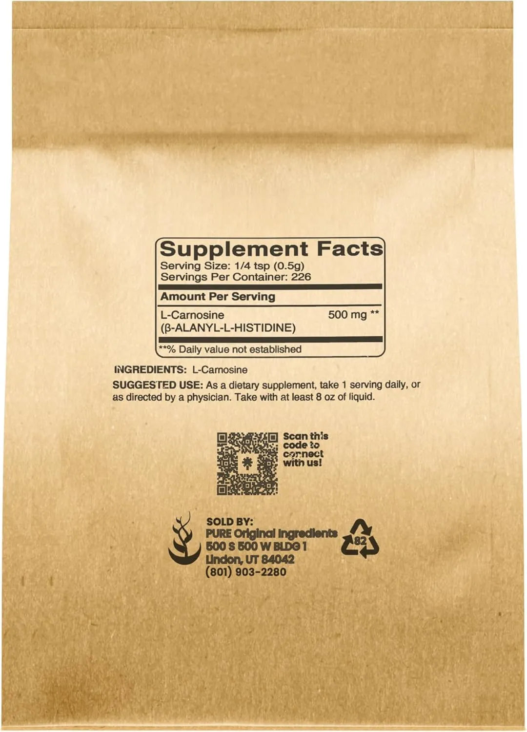 PURE ORIGINAL INGREDIENTS - Pure Original Ingredients L-Carnosine Powder 113Gr. - The Red Vitamin MX - Suplementos Alimenticios - {{ shop.shopifyCountryName }}