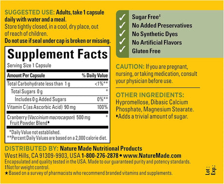 NATURE MADE - Nature Made Cranberry 500Mg. 60 Capsulas - The Red Vitamin MX - Suplementos Alimenticios - {{ shop.shopifyCountryName }}