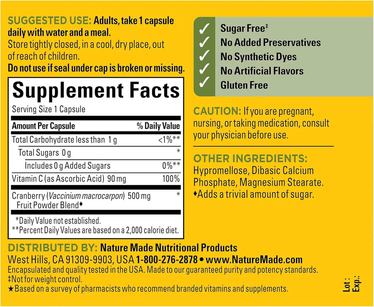 NATURE MADE - Nature Made Cranberry 500Mg. 60 Capsulas - The Red Vitamin MX - Suplementos Alimenticios - {{ shop.shopifyCountryName }}