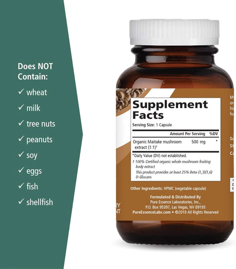 PURE ESSENCE LABS - PURE ESSENCE LABS MyPure Maitake Mushrooms 60 Capsulas - The Red Vitamin MX - Suplementos Alimenticios - {{ shop.shopifyCountryName }}