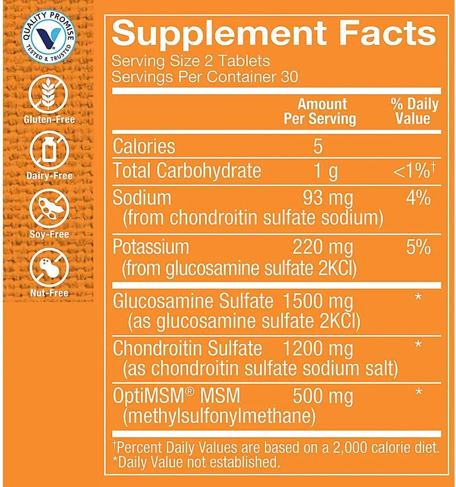 THE VITAMIN SHOPPE - The Vitamin Shoppe Triple Strength Glucosamine Chondroitin with MSM 60 Tabletas - The Red Vitamin MX - Suplementos Alimenticios - {{ shop.shopifyCountryName }}