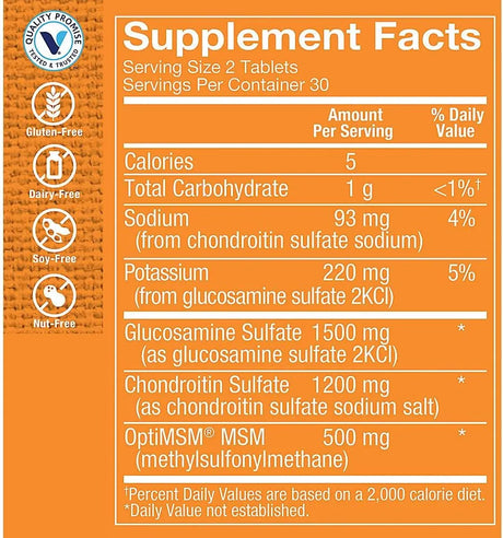 THE VITAMIN SHOPPE - The Vitamin Shoppe Triple Strength Glucosamine Chondroitin with MSM 60 Tabletas - The Red Vitamin MX - Suplementos Alimenticios - {{ shop.shopifyCountryName }}