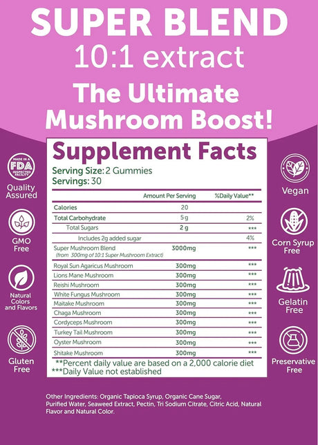 LUNAKAI - Lunakai Super Mushroom Gummies 10-in-1 60 Gomitas - The Red Vitamin MX - Suplementos Alimenticios - {{ shop.shopifyCountryName }}