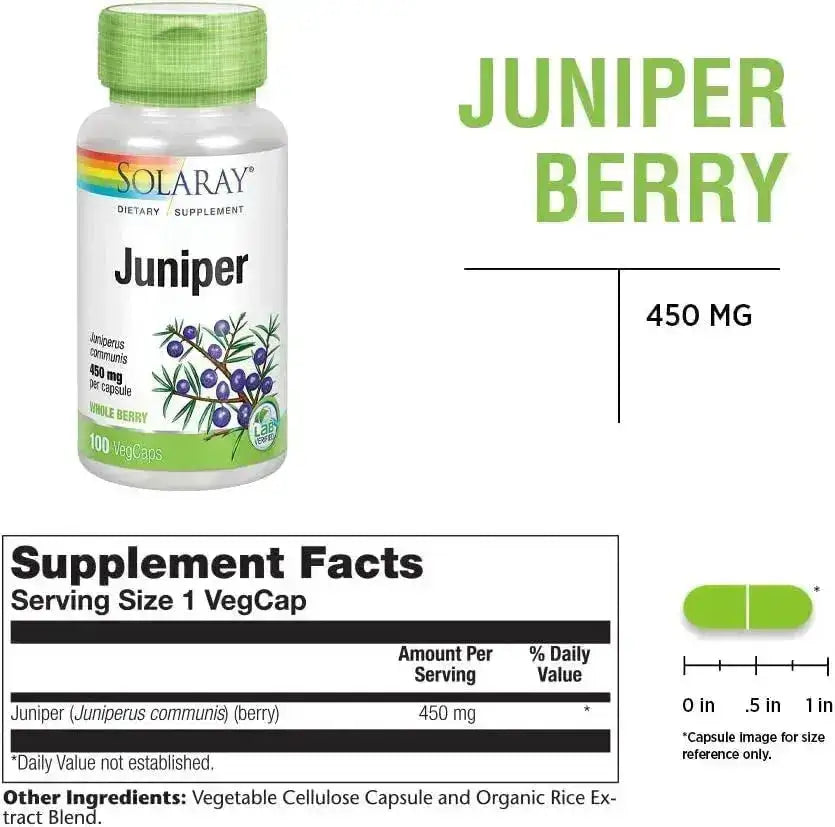 SOLARAY - Solaray Juniper Berry 450Mg. 100 Capsulas - The Red Vitamin MX - Suplementos Alimenticios - {{ shop.shopifyCountryName }}