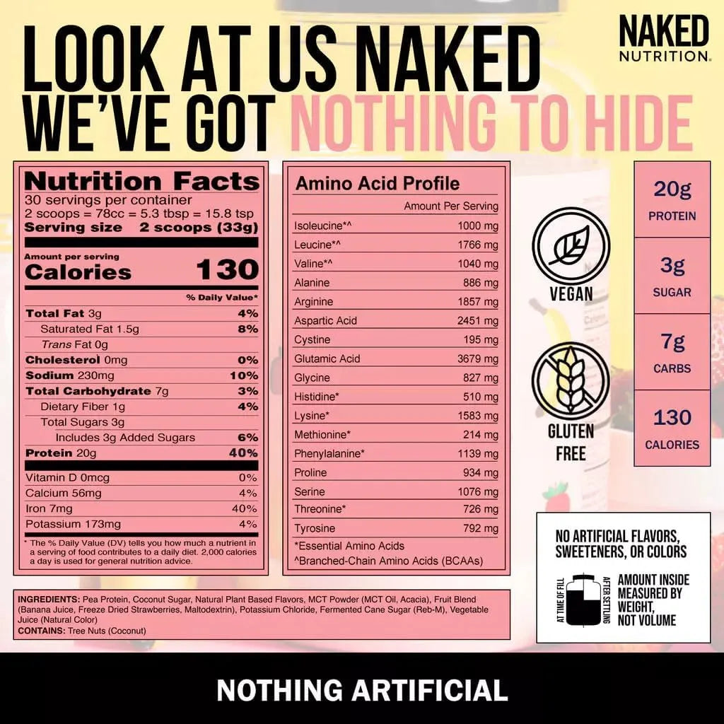 NAKED NUTRITION - Naked Shake Strawberry Banana Protein Powder 30 Servicios 930Gr. - The Red Vitamin MX - Suplementos Alimenticios - {{ shop.shopifyCountryName }}