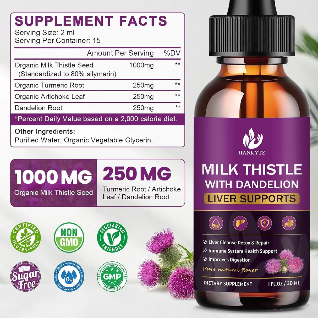 JIANKYTZ - JIANKYTZ Milk Thistle Liver Cleanse Detox & Repair 1 Fl.Oz. 2 Pack - The Red Vitamin MX - Suplementos Alimenticios - {{ shop.shopifyCountryName }}