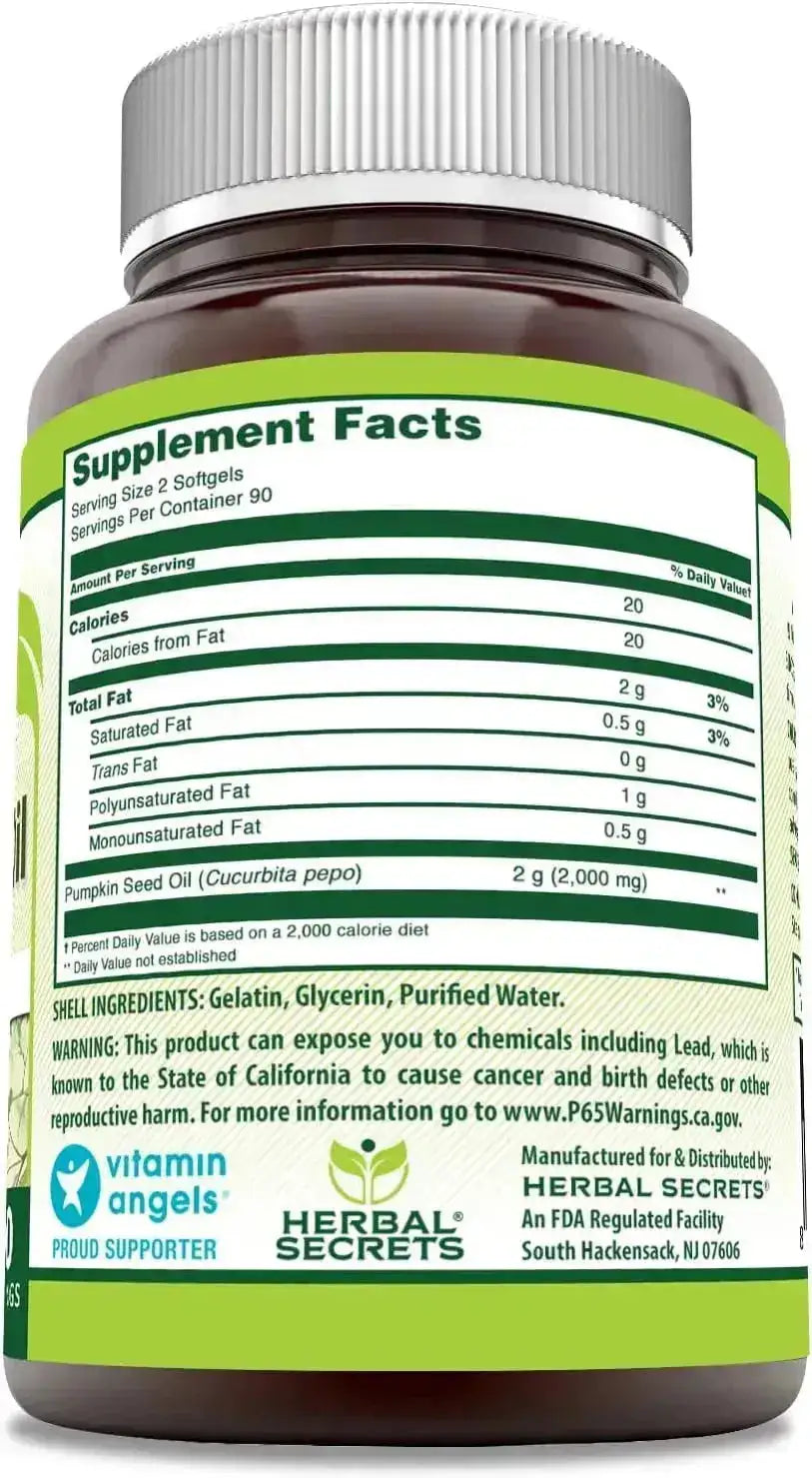 HERBAL SECRETS - Herbal Secrets Pumpkin Seed Oil 1000Mg. 180 Capsulas Blandas - The Red Vitamin MX - Suplementos Alimenticios - {{ shop.shopifyCountryName }}