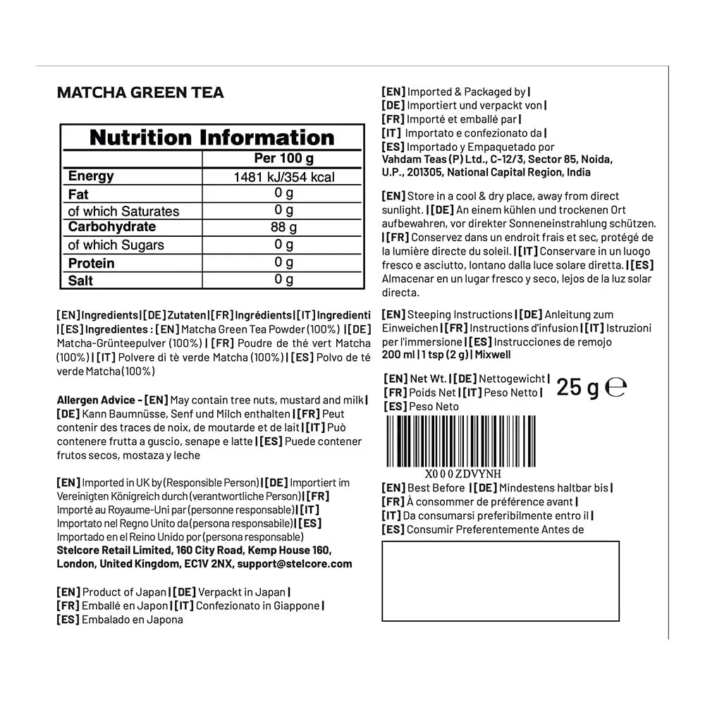 VAHDAM - VAHDAM Matcha Green Tea Powder 25Gr. - The Red Vitamin MX - Suplementos Alimenticios - {{ shop.shopifyCountryName }}