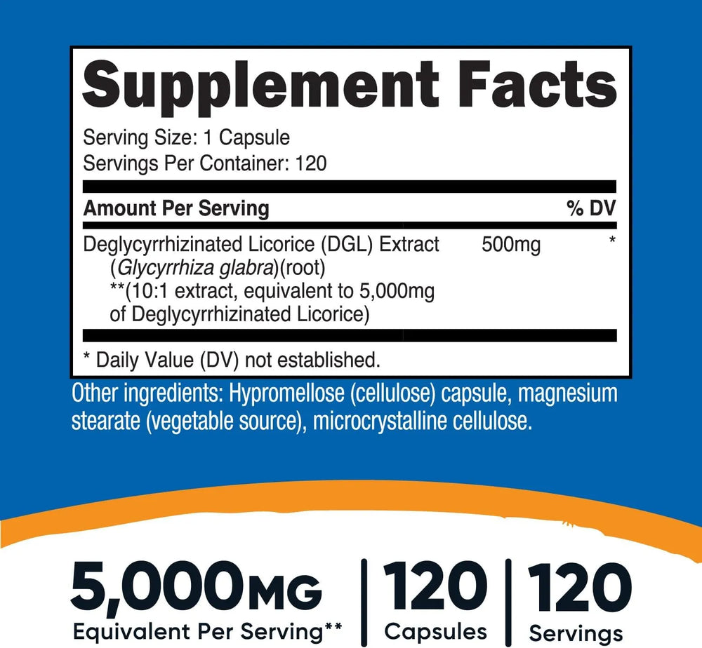 NUTRICOST - Nutricost DGL Deglycyrrhizinated Licorice Extract 5,000Mg. 120 Capsulas - The Red Vitamin MX - Suplementos Alimenticios - {{ shop.shopifyCountryName }}