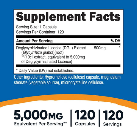 NUTRICOST - Nutricost DGL Deglycyrrhizinated Licorice Extract 5,000Mg. 120 Capsulas - The Red Vitamin MX - Suplementos Alimenticios - {{ shop.shopifyCountryName }}