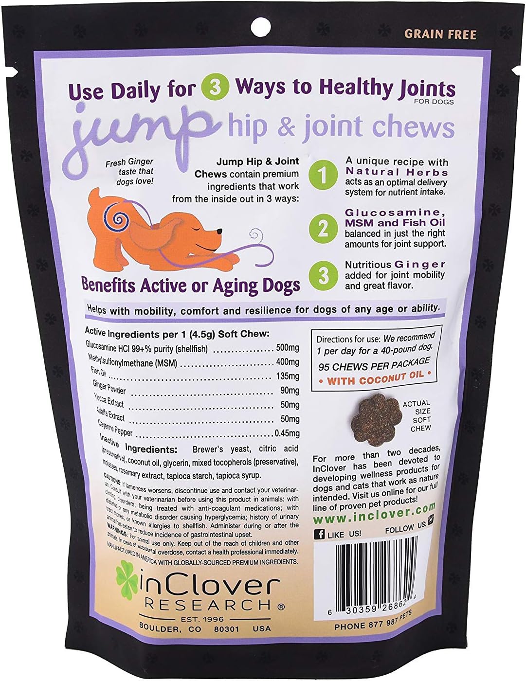 In Clover Jump Soft Chews for Daily Joint Care and Endurance Support for Dogs 425Gr.