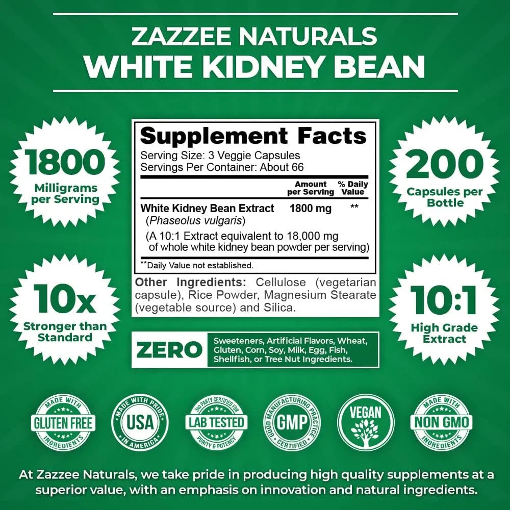 ZAZZEE NATURALS - Zazzee White Kidney Bean 10:1 Extract 200 Capsulas - The Red Vitamin MX - Suplementos Alimenticios - {{ shop.shopifyCountryName }}