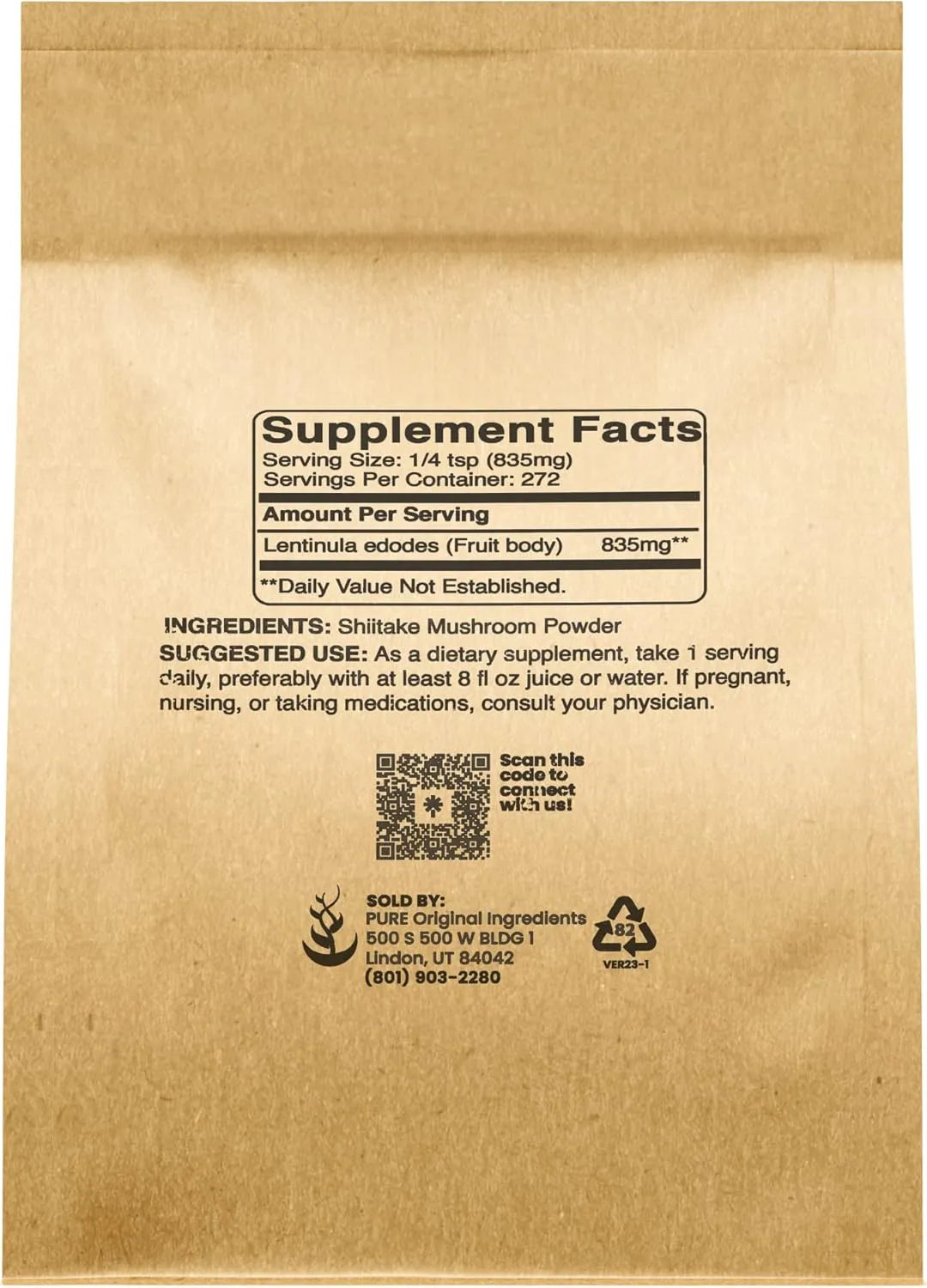 PURE ORIGINAL INGREDIENTS - Pure Original Ingredients Shiitake Mushroom Powder 226Gr. - The Red Vitamin MX - Suplementos Alimenticios - {{ shop.shopifyCountryName }}