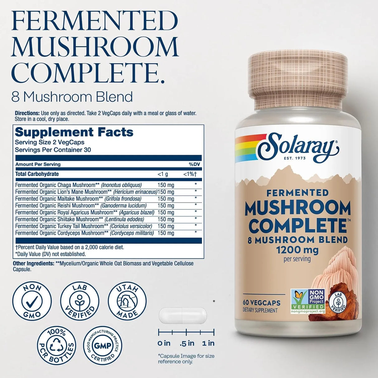SOLARAY - SOLARAY Fermented Mushroom Complete 60 Capsulas - The Red Vitamin MX - Suplementos Alimenticios - {{ shop.shopifyCountryName }}