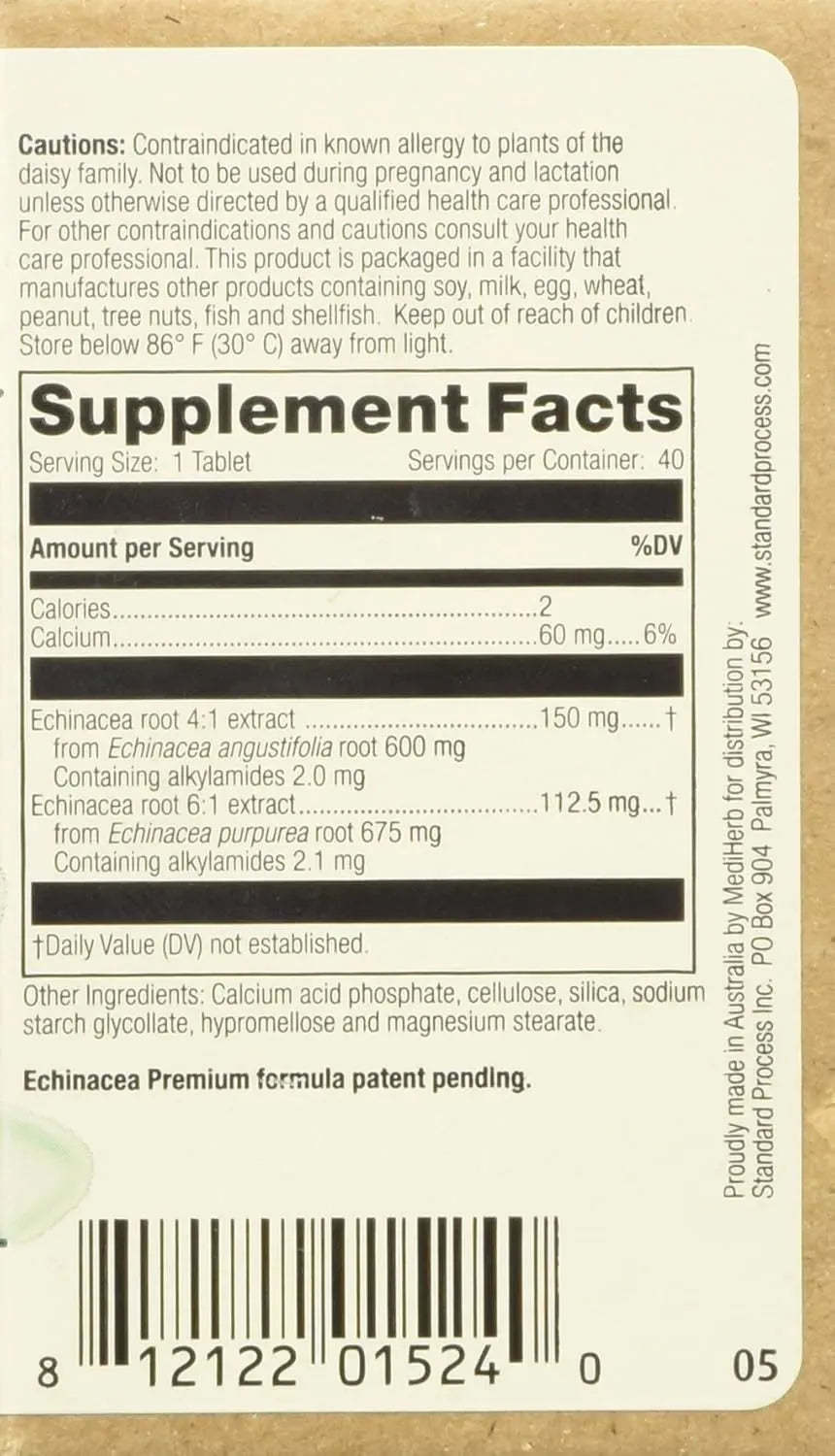 MEDIHERB - MEDIHERB Echinacea Premium Standard Process 40 Tabletas - The Red Vitamin MX - Suplementos Alimenticios - {{ shop.shopifyCountryName }}